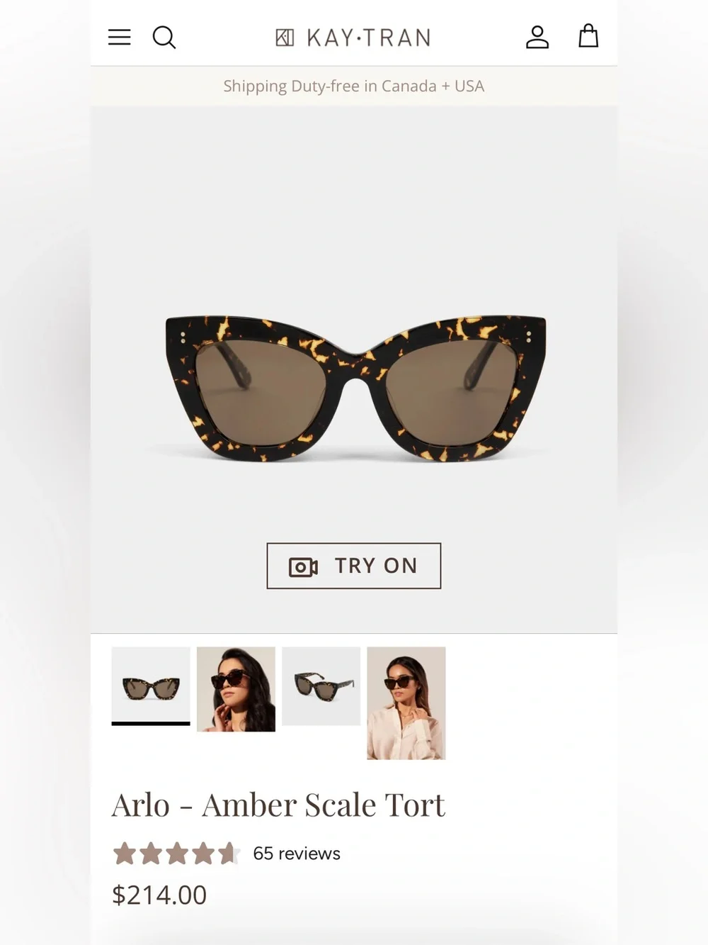 KayTran Low Bridge Tortoiseshell Cat Eye Sunglasses